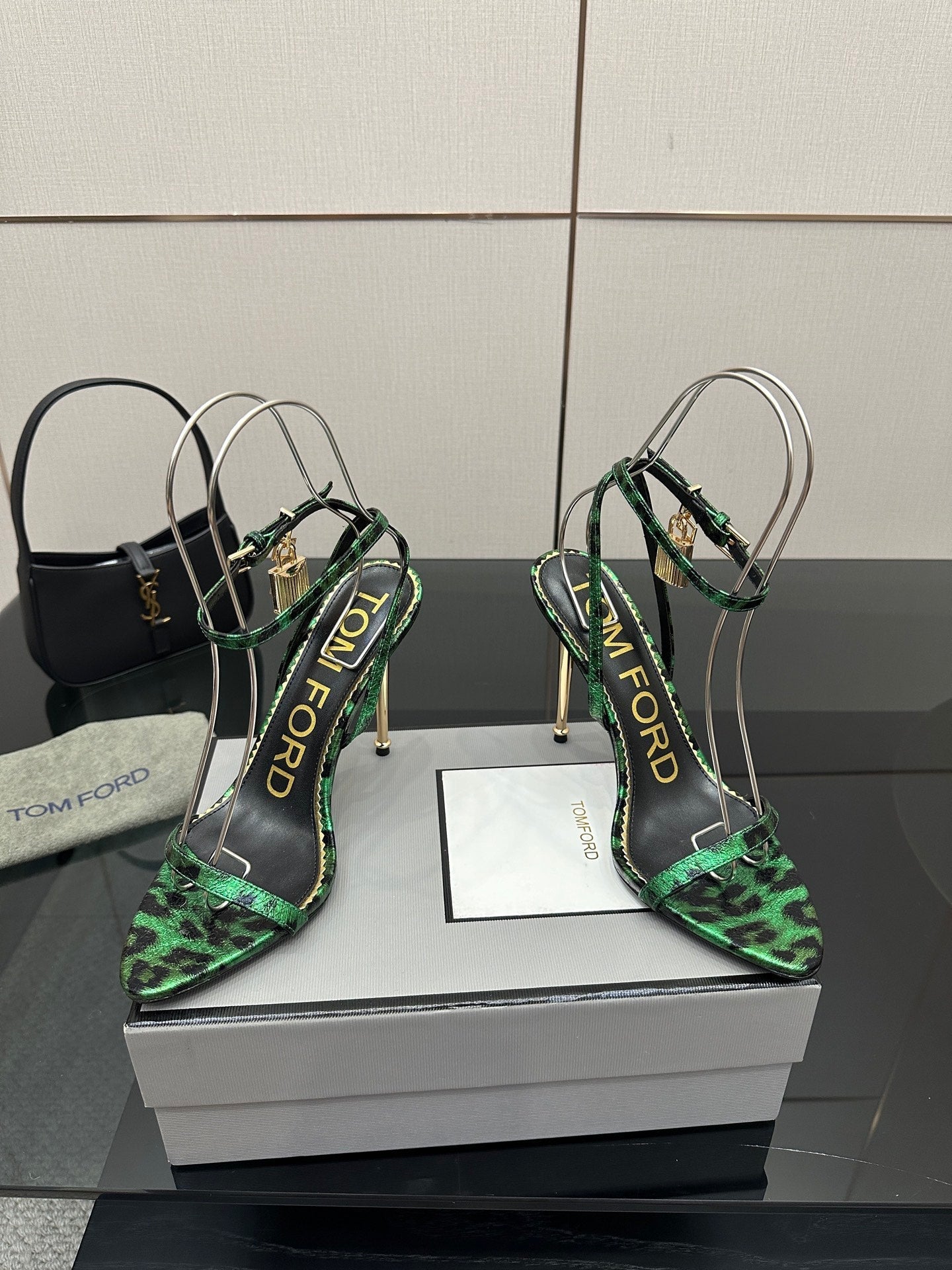 TOM FORD 26S HEELED SANDALS 100 MM IN LEOPARD PRINT CALFSKIN STYLE 2