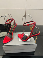 TOM FORD 26S HEELED SANDALS 100 MM IN RED CALFSKIN