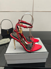 TOM FORD 26S HEELED SANDALS 100 MM IN RED CALFSKIN