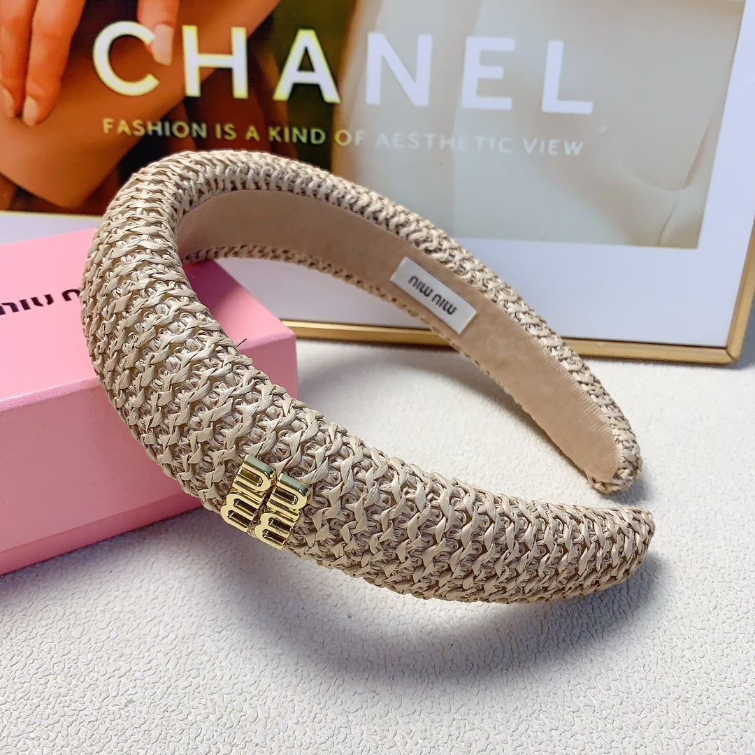 HEADBAND IN BEIGE RAFFIA 241189