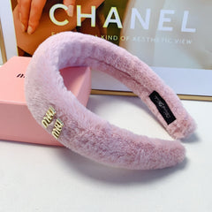 HEAD BAND IN PINK RABBIT FUR