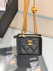 CHANEL 25S MINI VANITY BAG 11 CM IN BLACK LAMBSKIN WITH GOLD HARDWARE