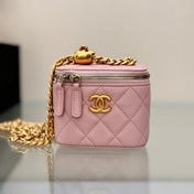 CHANEL 25S MINI VANITY BAG 11 CM IN LIGHT PINK LAMBSKIN WITH GOLD HARDWARE