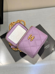 CHANEL 25S MINI VANITY BAG 11 CM IN PURPLE LAMBSKIN WITH GOLD HARDWARE