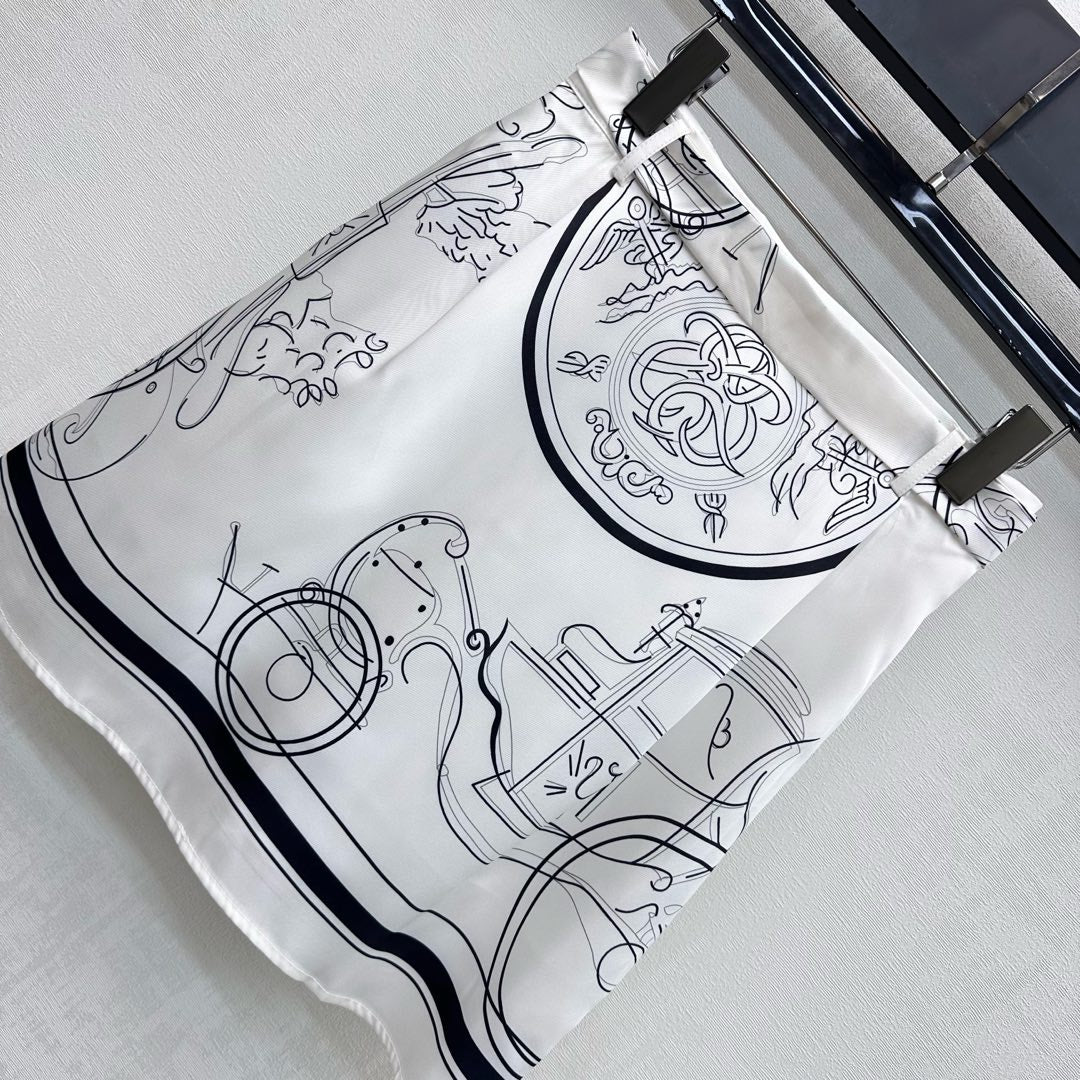 HERMES 26S SILK MIDI SKIRT 583