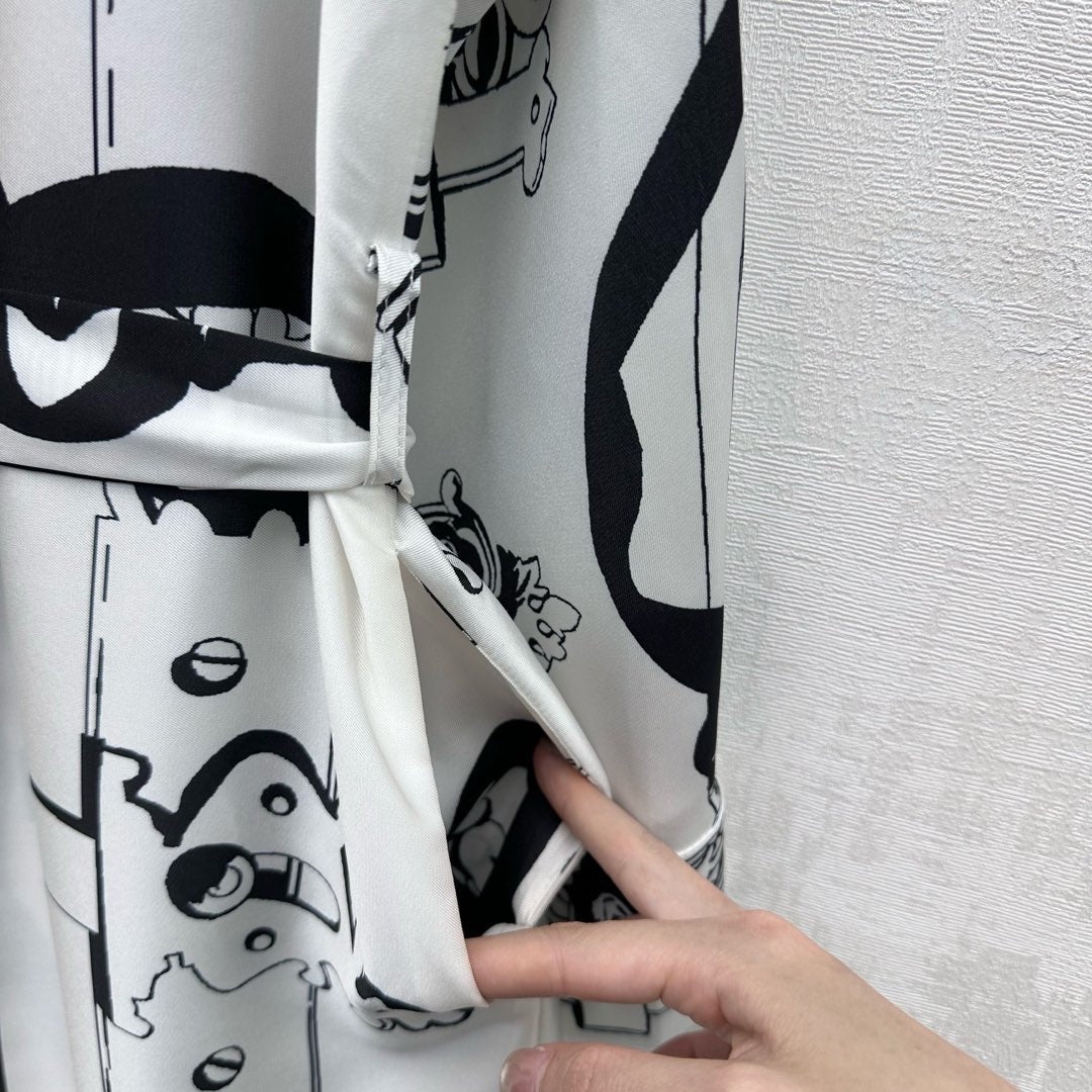 HERMES 26S PRINTED SILK DRESS 490