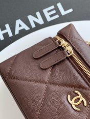 CHANEL 25S VANITY BAG 19.5 CM IN BURGUNDY BROWN LAMBSKIN
