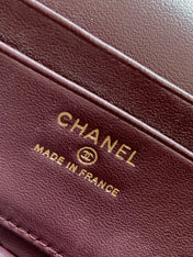 CHANEL 25S VANITY BAG 19.5 CM IN BURGUNDY BROWN LAMBSKIN