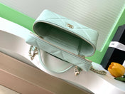 CHANEL 25S VANITY BAG 19.5 CM IN MINT GREEN LAMBSKIN