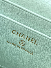 CHANEL 25S VANITY BAG 19.5 CM IN MINT GREEN LAMBSKIN