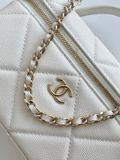 CHANEL 25S VANITY BAG 19.5 CM IN WHITE LAMBSKIN