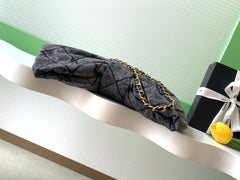 CHANEL 25S MAXI BOW BAG 38 IN DARK GREY DENIM WITH GOLD HARDWARE