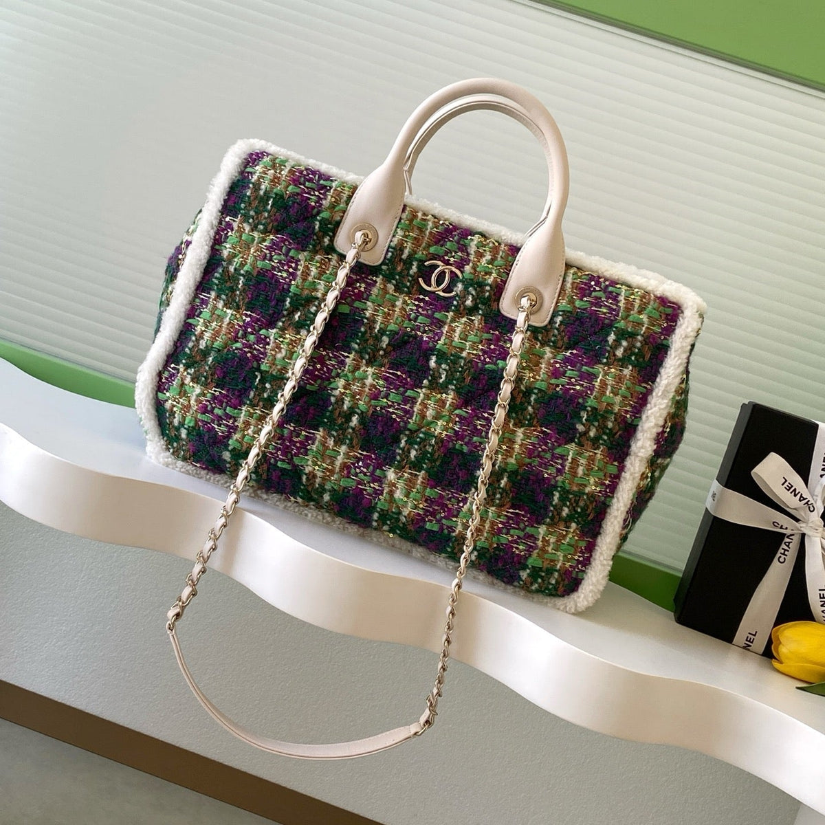 CHANEL 25S SHOPPING BAG 40 IN MULTICOLOR TWEED