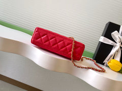 CHANEL 25S MINI KELLY BAG 19 IN RED LAMBSKIN WITH GOLD HARDWARE