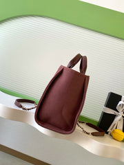 CHANEL 25S TOTE BAG 33 IN DARK RED CANVAS