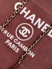 CHANEL 25S TOTE BAG 38 IN DARK RED CANVAS