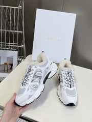 DIOR CHRONO SNEAKER 25S IN WHITE LAMBSKIN AND MESH FABRIC