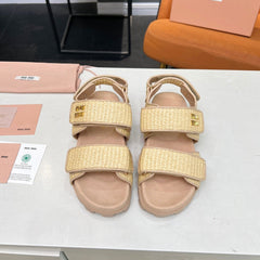 SANDALS CHAMPAGNE SHEEPSKIN WITH 2 HORIZONTAL STRAPS