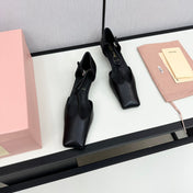 BALLET SANDAL BLACK LAMBSKIN WITH T-STRAP