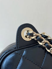 CHANEL CAMERA BAG 24 IN CONGO BLACK SHINY CALFSKIN GOLD CHAIN