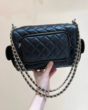 CHANEL CAMERA BAG 24 IN CONGO BLACK SHINY CALFSKIN GOLD CHAIN