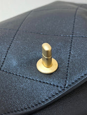 QUILTED SMALL HOBO BAG 27 IN BLACK LAMBSKIN GOLD HARDWARE