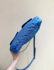 CHANEL 25S HOBO BAG 24 IN BLUE DENIM GOLD HARDWARE