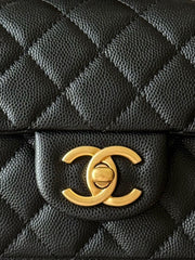 CHANEL 25S FLAP BAG 20 CM IN BLACK CAVIAR LEATHER WITH GOLD HARDWARE