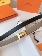 MINI H BELT BUCKLE & REVERSIBLE CAMEL BROWN LEATHER STRAP 24 MM GOLD HARDWARE