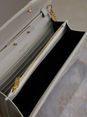 ENVELOPE CHAIN BAG 22 IN LIGHT GRAY LAMBSKIN GOLD HARDWARE