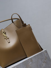 YSL 25S LE 5 À 7 BAG 26 IN BROWN CALFSKIN GOLD HARDWRE