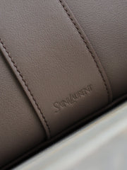 YSL 25S Y TOTE 50 IN PURPLE BROWN CALFSKIN GOLD HARDWARE