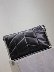 YSL 25S LOULOU PUFFER GM 35 IN BLACK CALFSKIN SILVER HARDWARE