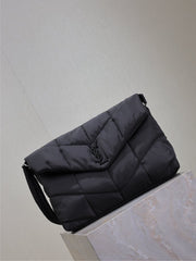 YSL 25S LOULOU PUFFER BAG 34 IN BLACK NYLON BLACK HARDWRE
