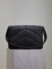 YSL 25S LOULOU PUFFER BAG 34 IN BLACK NYLON BLACK HARDWRE
