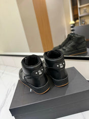 MID-TOP SNEAKERS IN BLACK PERFORATED LAMBSKIN