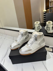MID-TOP SNEAKERS IN SILVER MIX WHITE LAMBSKIN