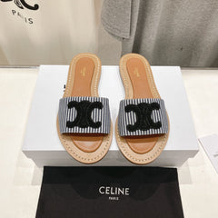 LYMPIA MULE IN TRIOMPHE JACQUARD WOOLLEN FABRIC BLACK CARO