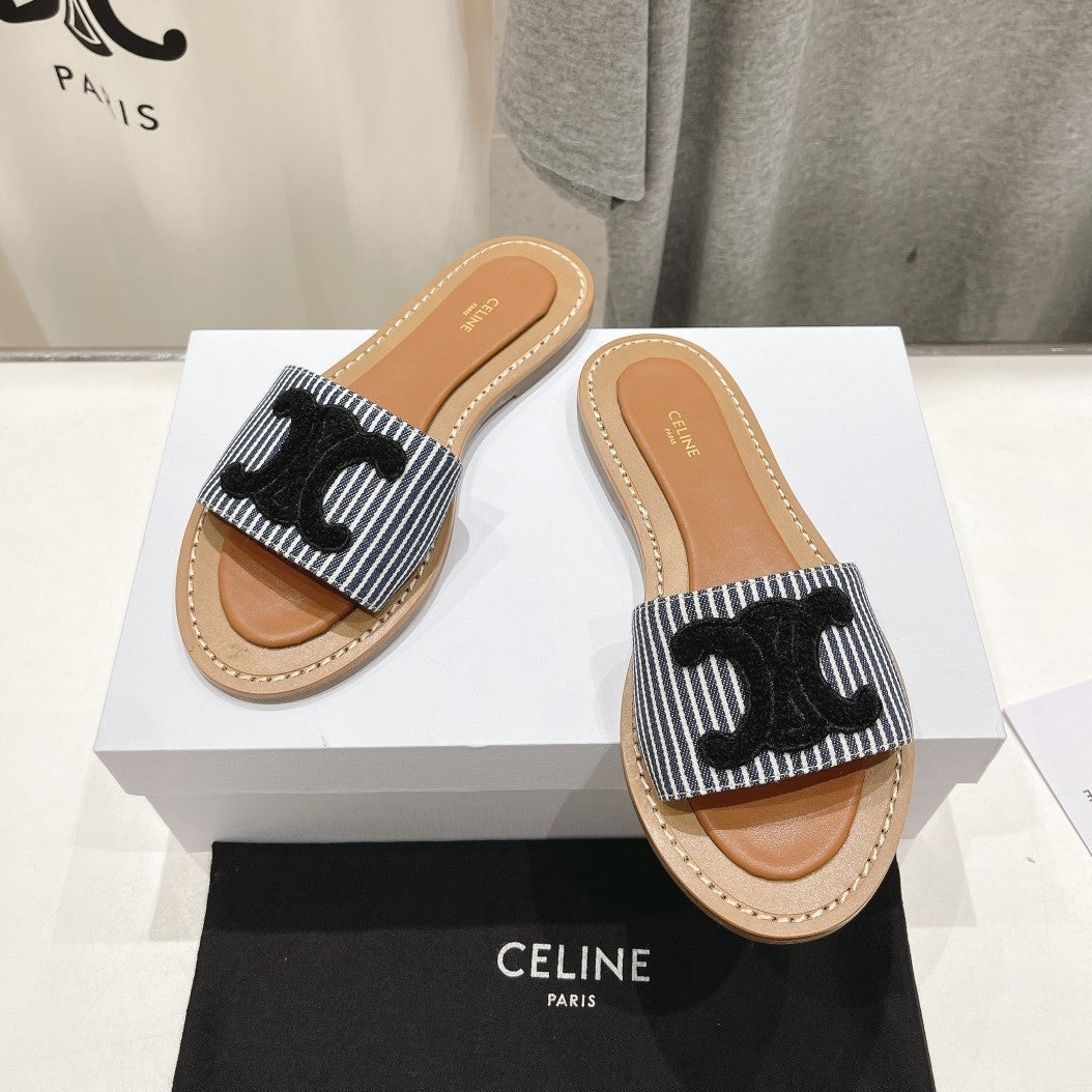 LYMPIA MULE IN TRIOMPHE JACQUARD WOOLLEN FABRIC BLACK CARO