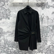 Loewe 25 Wrinkled Lace-up Shirt Black Cotton