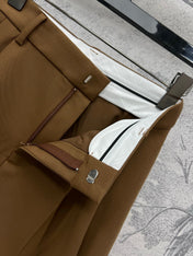 Loewe 25 Pleated Short Skirt Khaki Brown Polyester Fiber