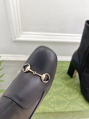 HORSEBIT ANKLE BOOTS 9.5CM IN BLACK SHEEPSKIN