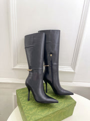 SIGNORIA KNEE BOOTS 10.5CM IN BLACK CALFSKIN