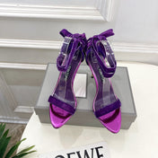 TOM FORD 26S HIGH-HEELED SANDALS 105 MM IN PURPLE FABRIC AND CALFSKIN