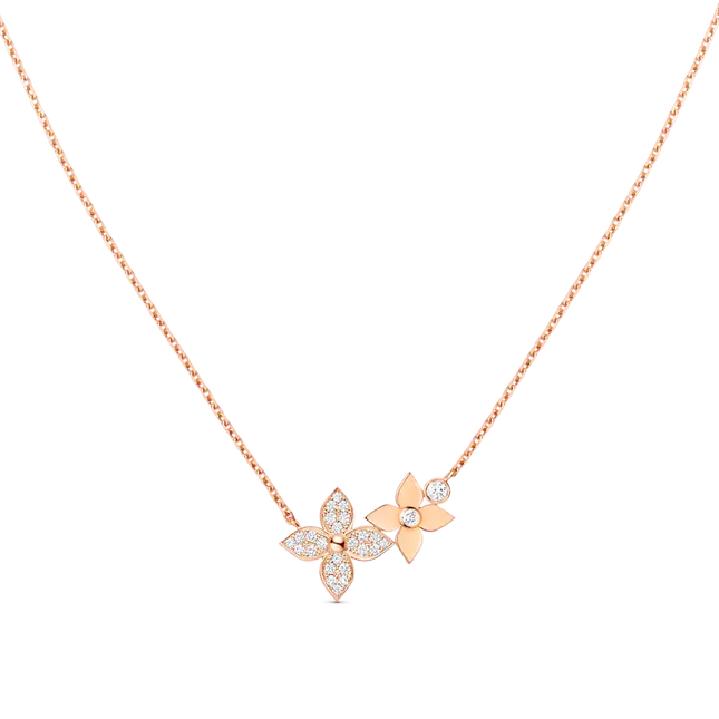 STAR BLOSSOM NECKLACE PINK GOLD DIAMONDS