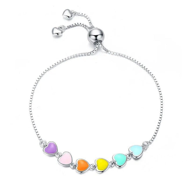 Rainbow Color Enamel Heart Bracelet