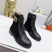 BALMAIN 26S BOOTS IN BLACK CALFSKIN AND SUEDE