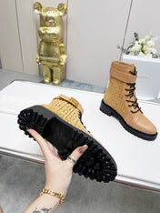 BALMAIN 26S BOOTS IN LIGHT BROWN CALFSKIN AND SUEDE