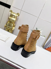 BALMAIN 26S BOOTS IN LIGHT BROWN CALFSKIN AND SUEDE