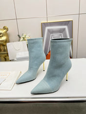 BALMAIN 26S BOOTS 95 MM IN LIGHT BLUE DENIM